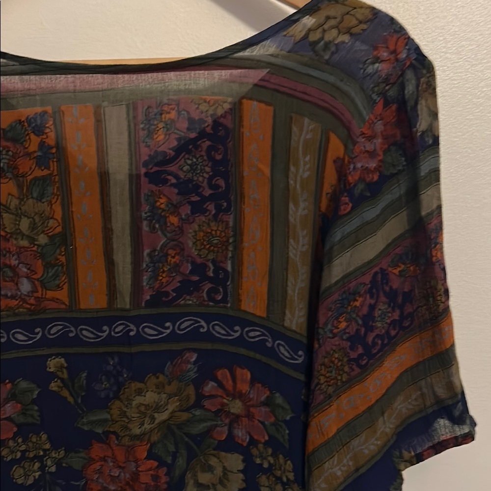 UO Reworked Multicolour Floral Stripe Top - Picture 8 of 8